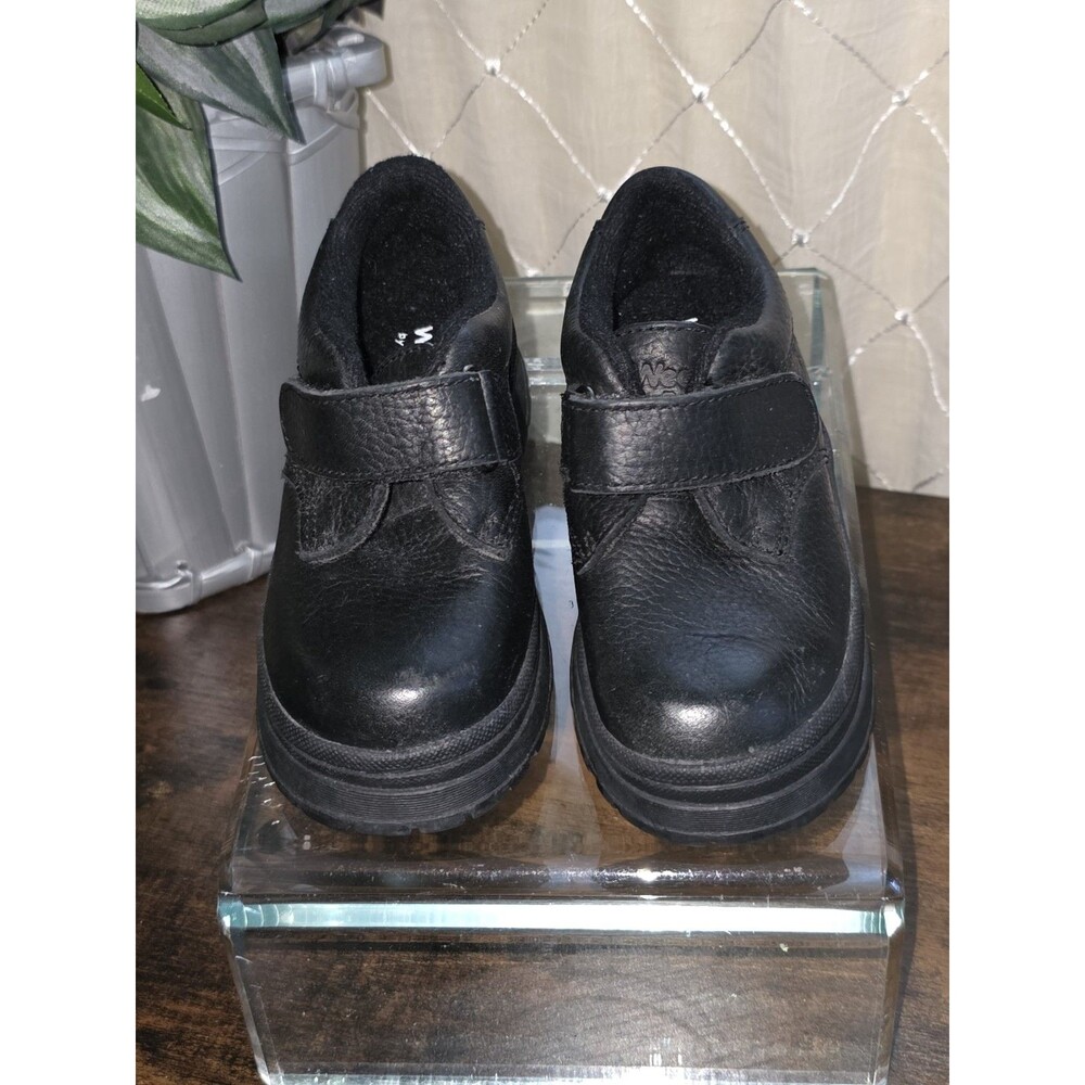 Reebok Weebok Classic Black Hook Loop Sz 9 Kids Toddler Leather Shoe Sneaker